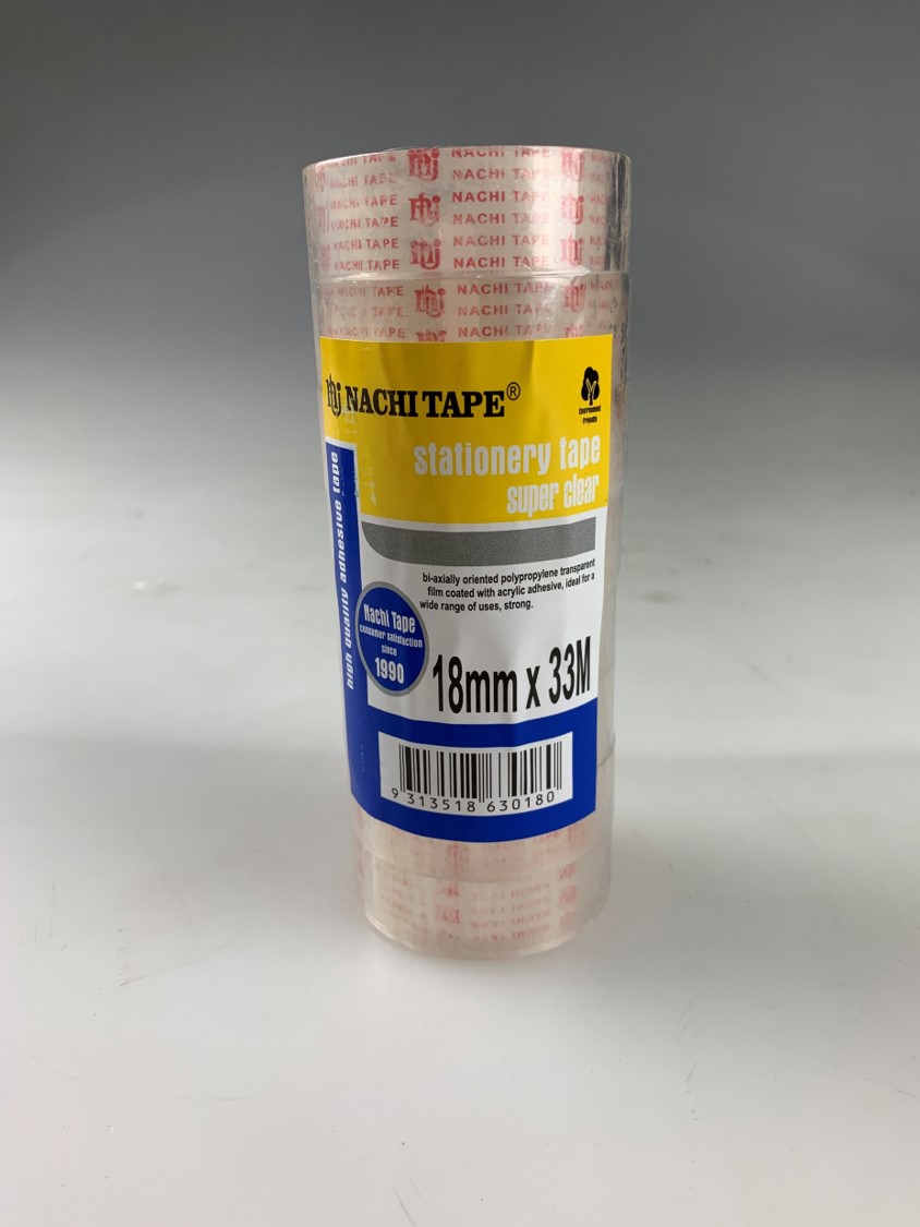 STATIONERY TAPE NACHI 18MM X 33M 630 CRYSTAL CLEAR TOWER PK8