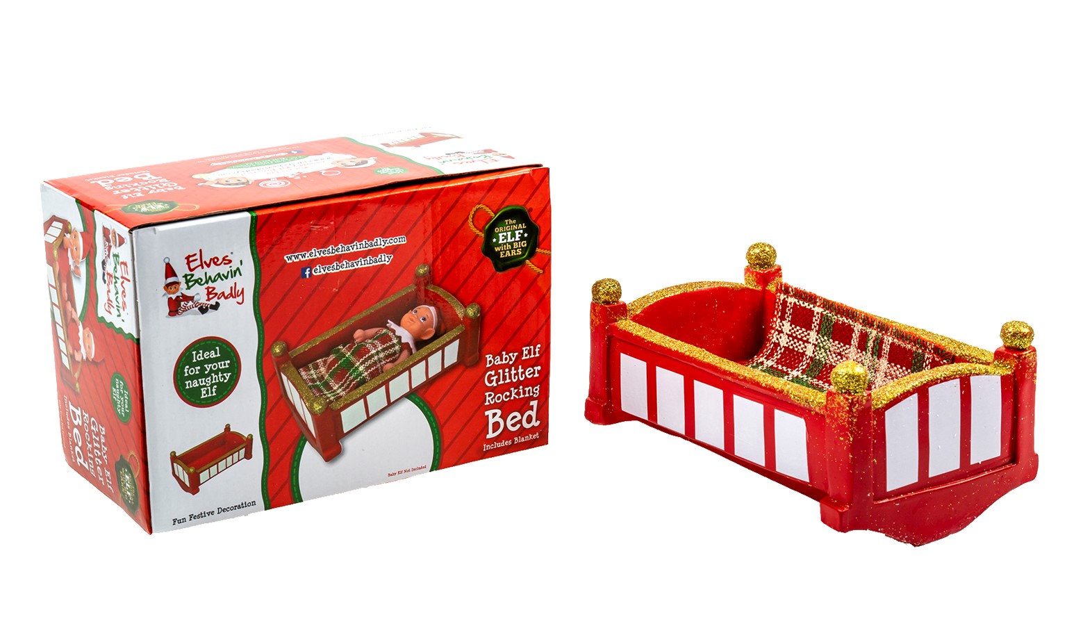 ELVES XMAS ROCKING BED WITH BLANKET