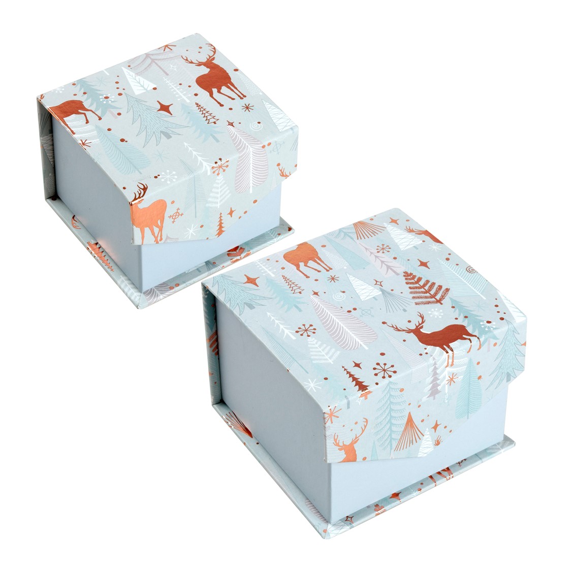 GIFT BOX XMAS 110 & 80MM SET OF 2 FLIP LID WITH GLOD FOIL