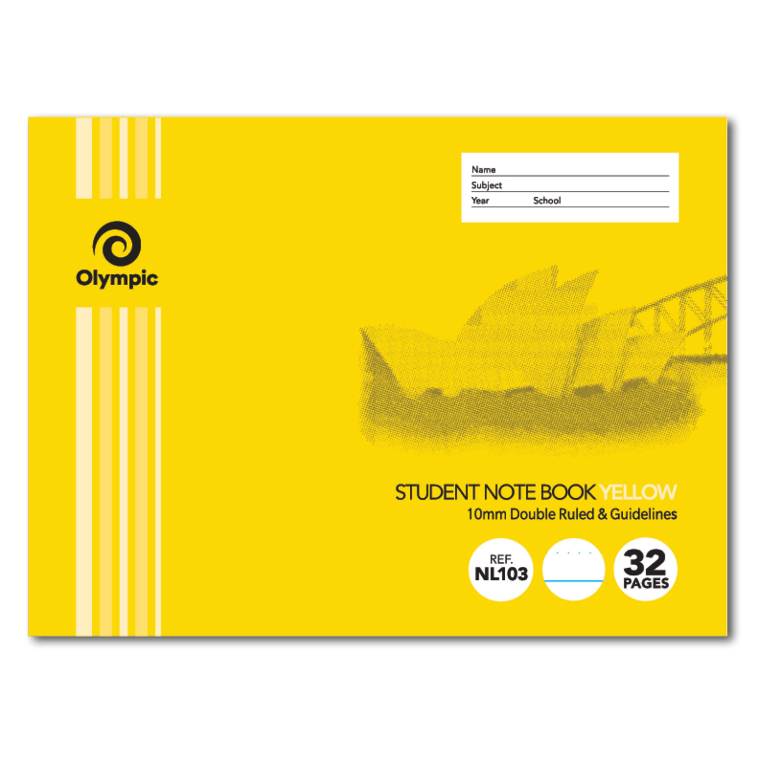 SP- NSW STUDENT NOTEBOOK OLYMPIC 175X240MM 10MM DR&G NL103 YELLOW 32PG