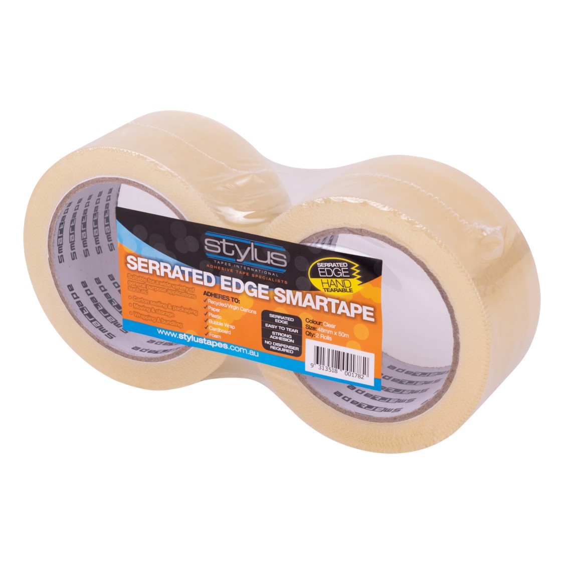 PACKAGING TAPE SMARTAPE 48MM X 50M SERRATED EDGE CLEAR PK2