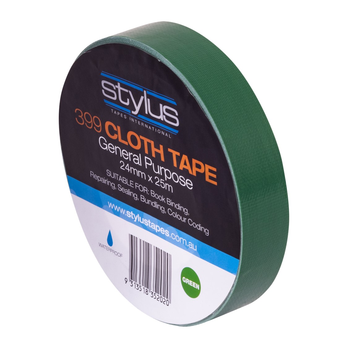 SP- CLOTH TAPE STYLUS 24MM X 25M 399 GP RETAIL GREEN