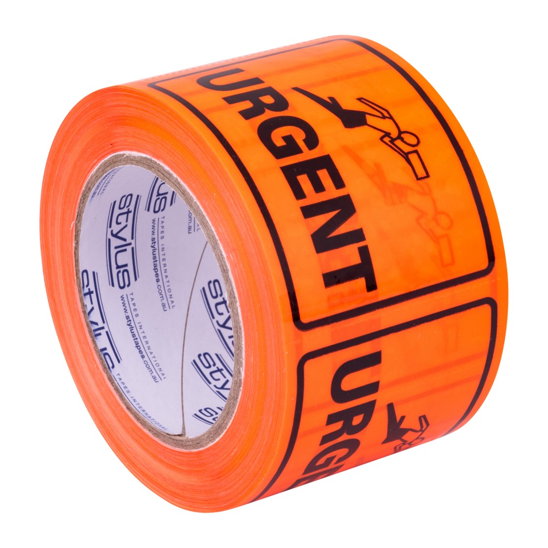 SP- LABELTAPE STYLUS 75MM X 50M SP500 URGENT BLACK/ORANGE PK2