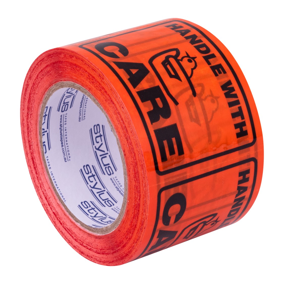 SP- LABELTAPE STYLUS 75MM X 50M SP500 HANDLE WITH CARE BLACK/ORANGE PK2