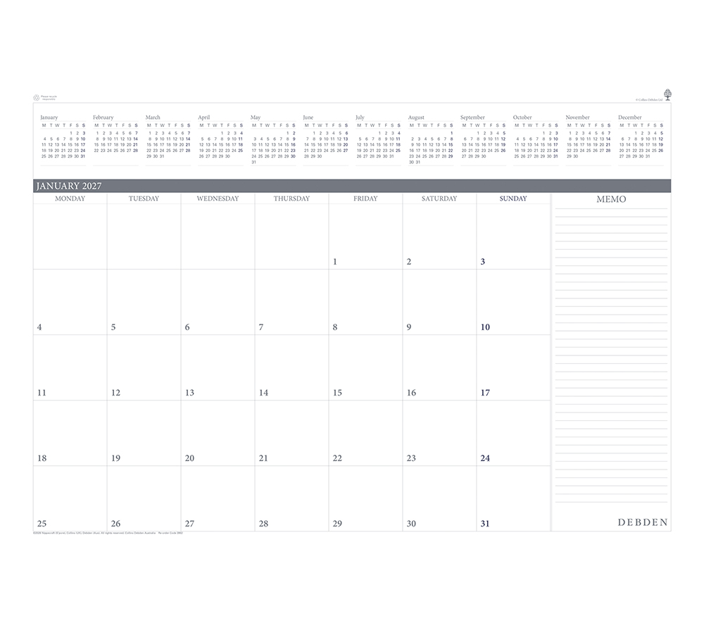 PLANNER REFILL 2027 DEBDEN 370X530MM 3902.CRF DESK TOP MTV
