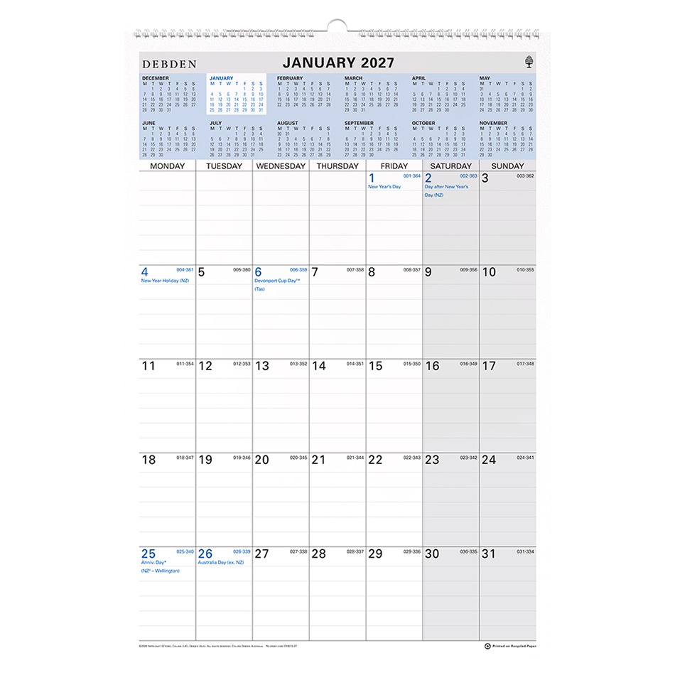 CALENDAR 2027 COLLINS 394X577MM CE0015 WIRO MTV