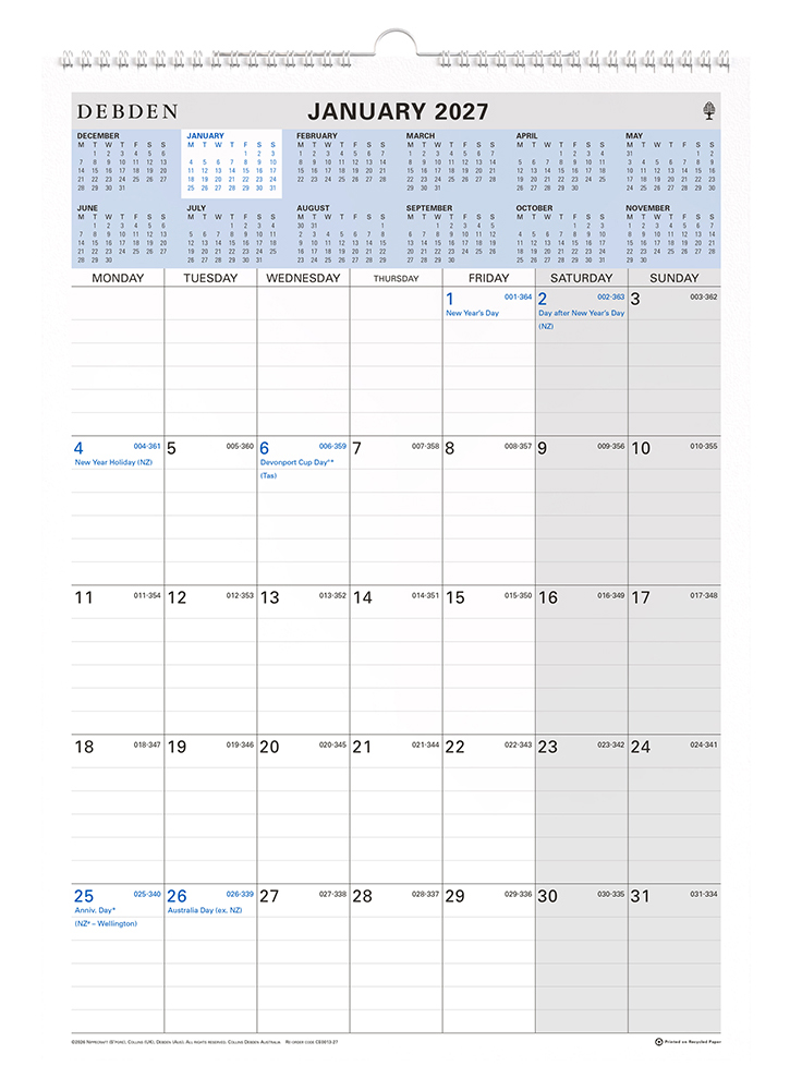 CALENDAR 2027 COLLINS 305X432MM CE0013 WIRO MTV