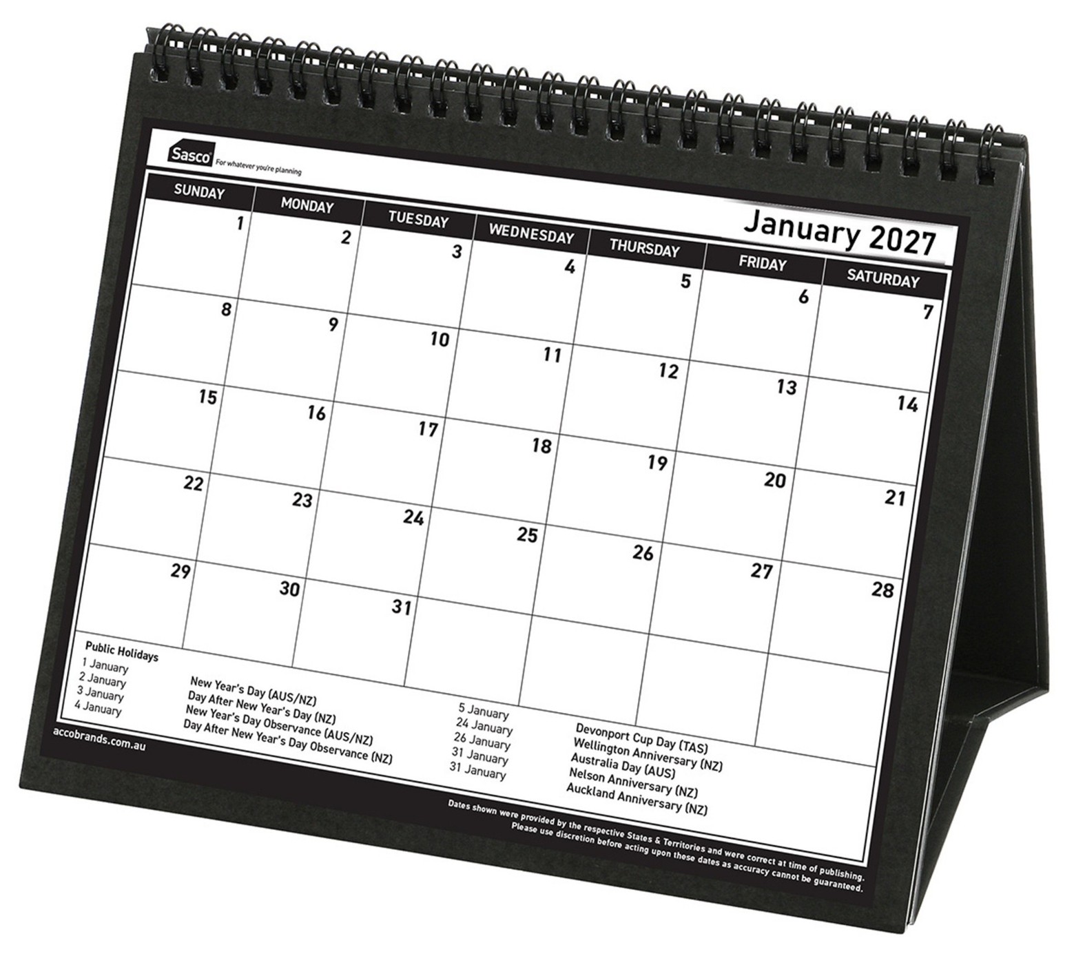 CALENDAR 2027 SASCO 220X190MM DESK TRIFOLD MTV