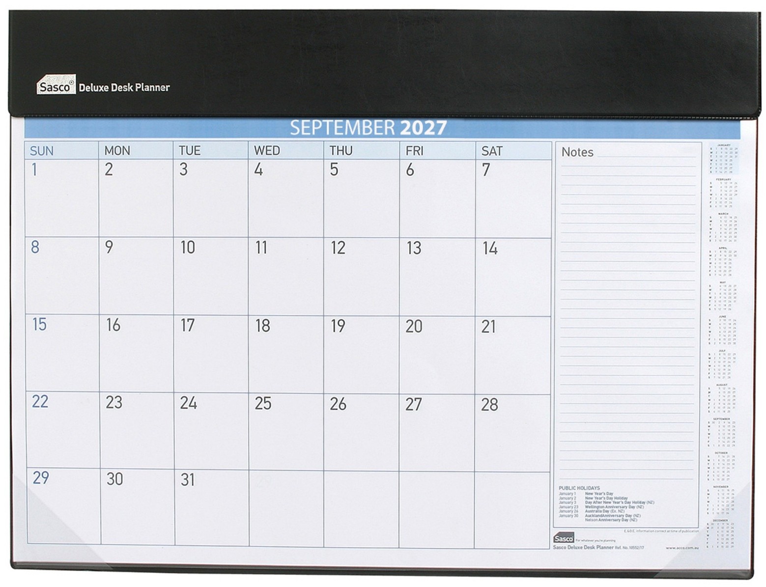 PLANNER 2027 SASCO 518X387MM DELUXE DESK TOP MTV