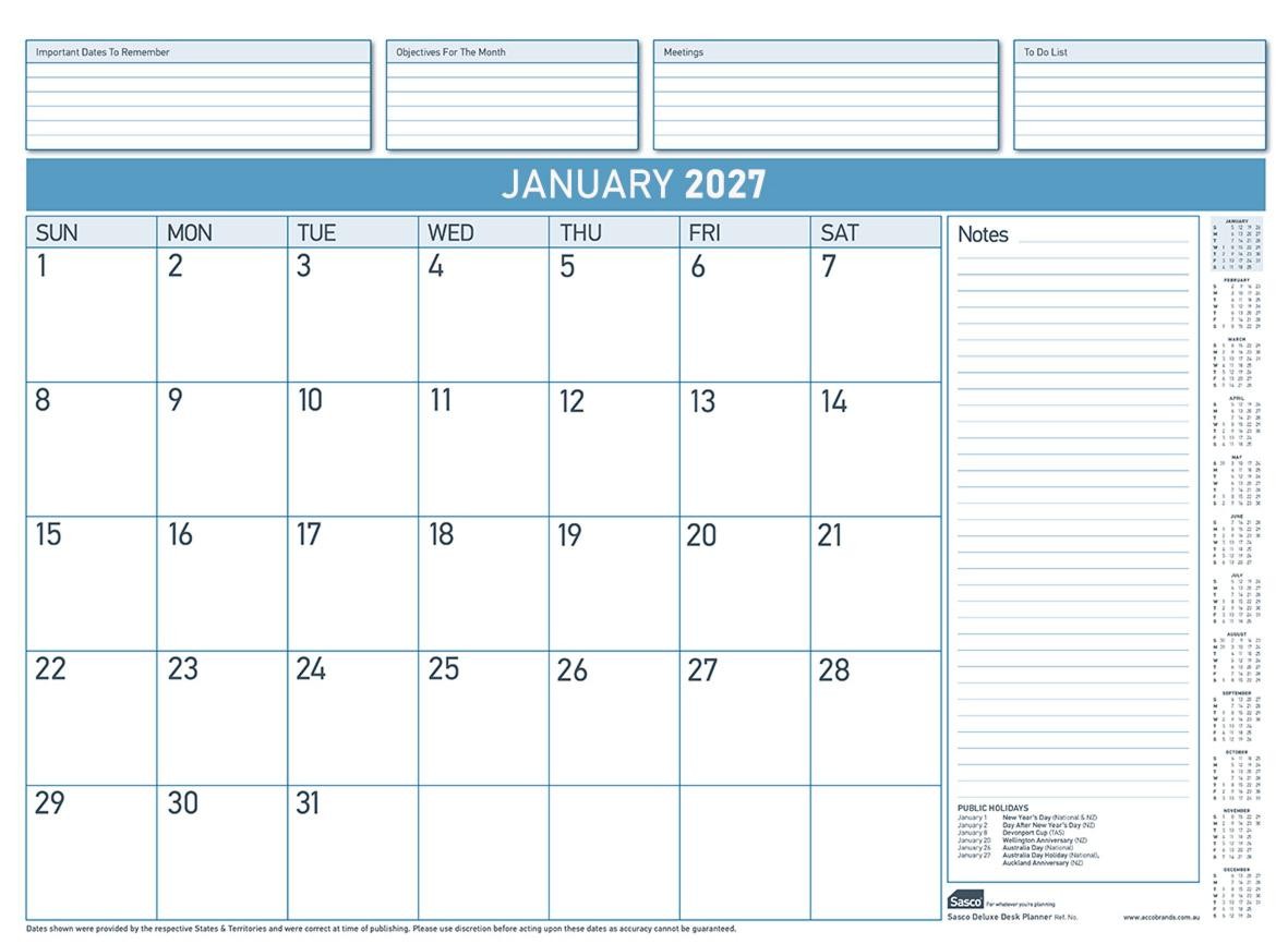 PLANNER REFILL 2027 SASCO 510X440MM DELUXE DESK TOP MTV