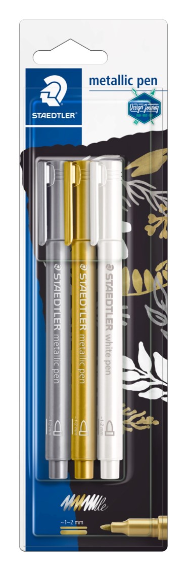 MARKER STAEDTLER METALLIC CD3 WHITE GOLD SILVER