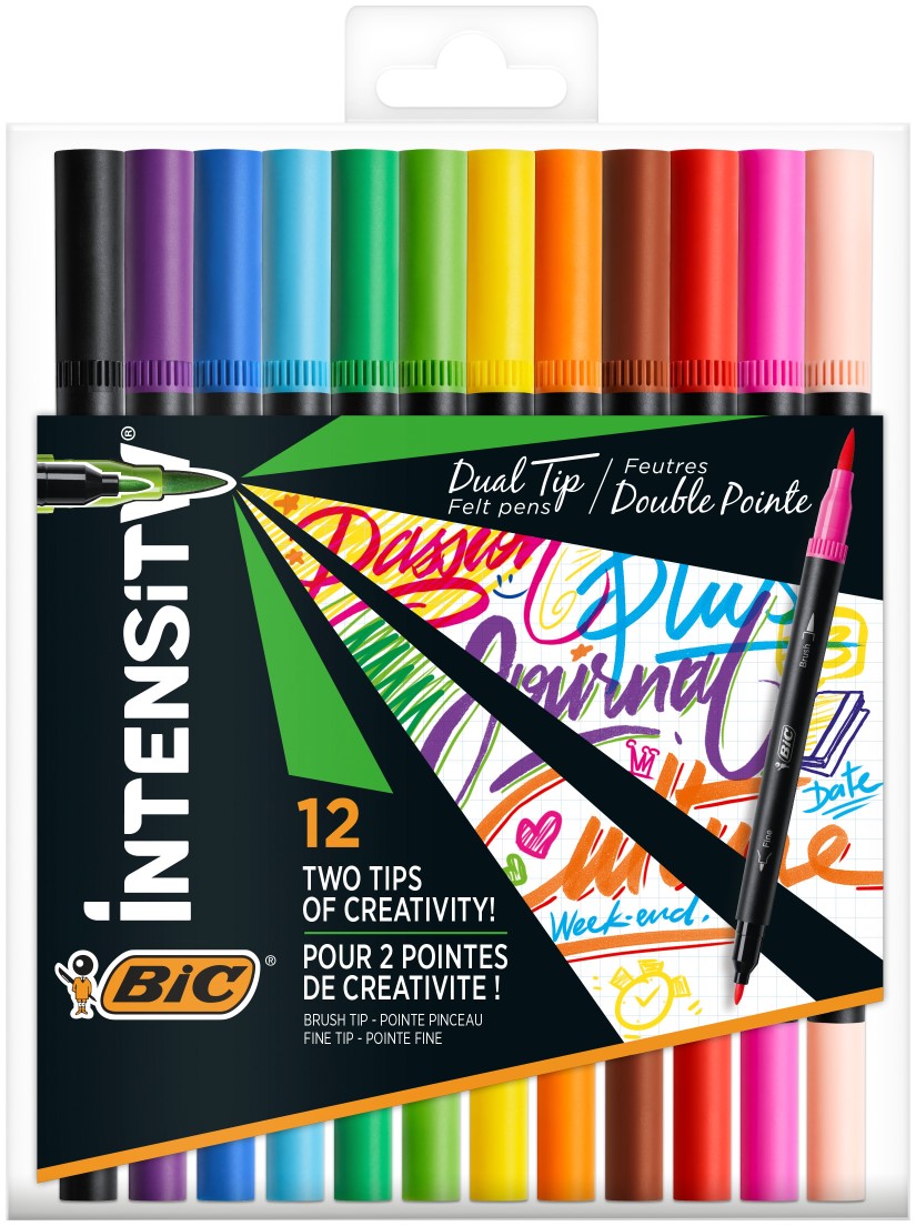 SP- MARKER BIC 1.0MM INTENSITY DUAL TIP COLOURING ASSORTED PK 12
