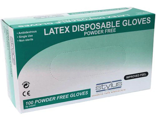 GLOVES STYLUS LARGE DISPOSABLE LATEX CREAM PK100