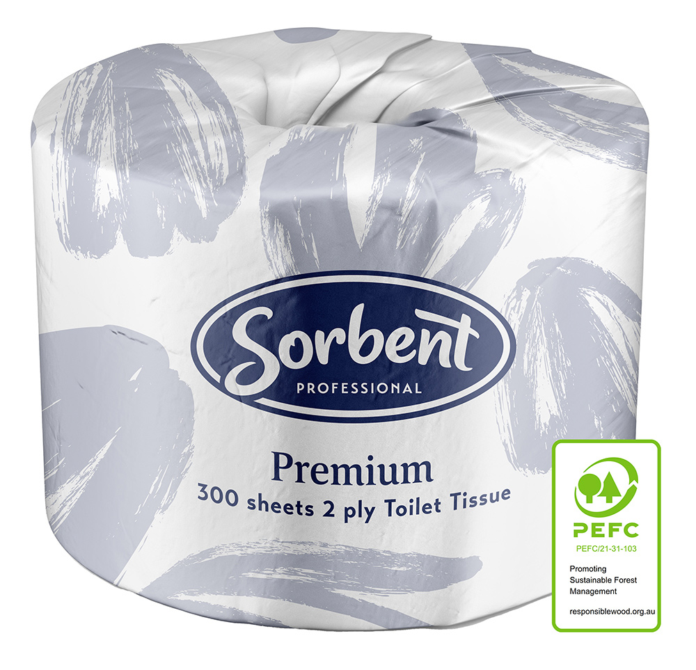 TOILET TISSUE SORBENT PROFESSIONAL 2PLY 300S PREMIUM ROLL WHITE