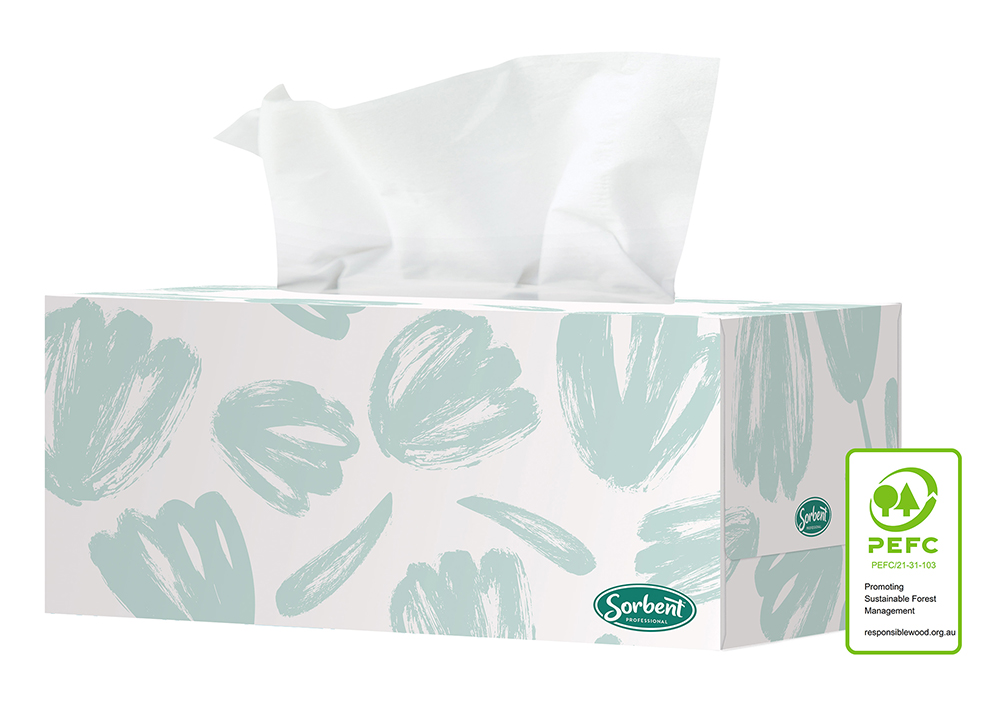 FACIAL TISSUE SORBENT PROFESSIONAL 2PLY 200S SILKY WHITE