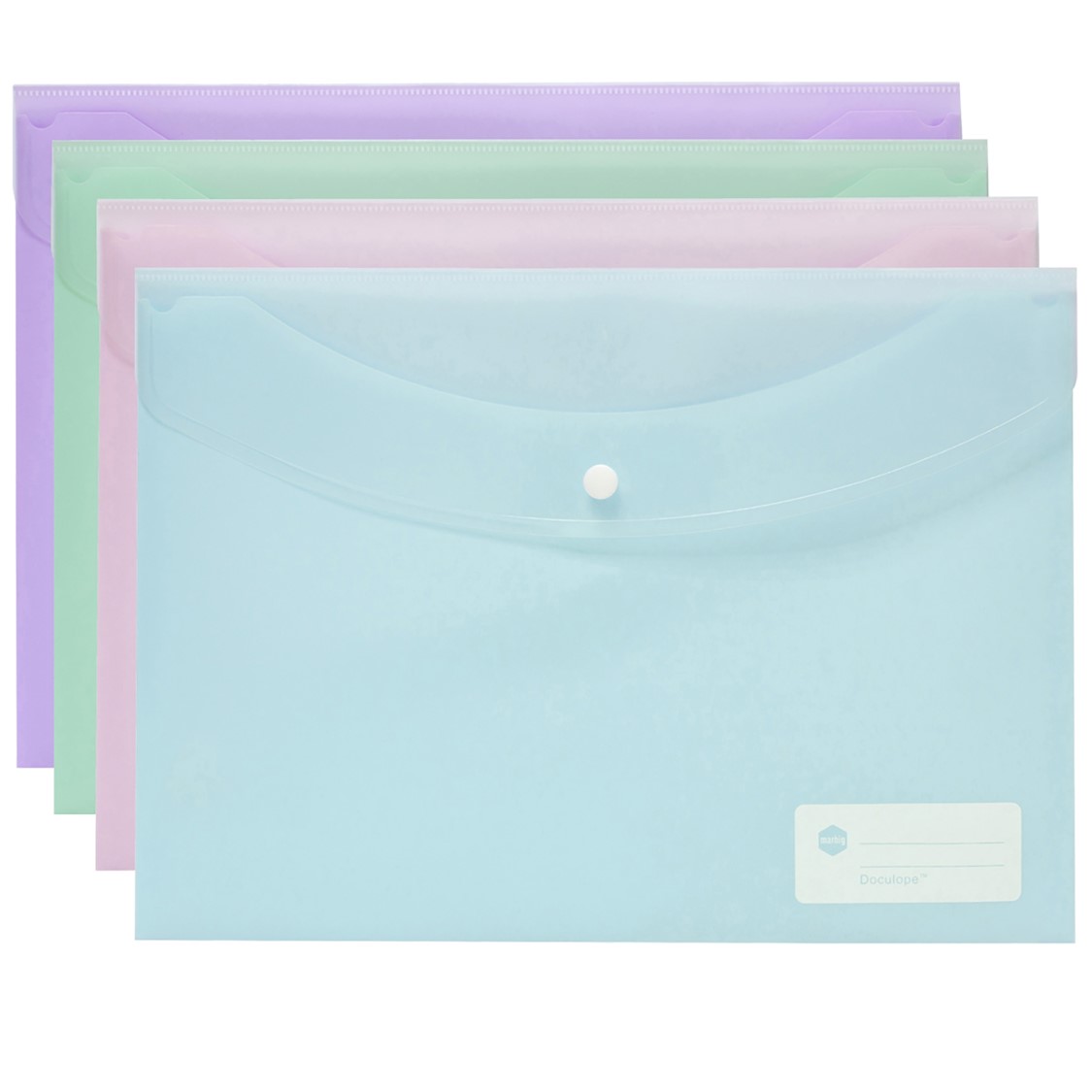 DOCUMENT WALLET MARBIG A4 DOCULOPE PASTEL COLOURS ASST
