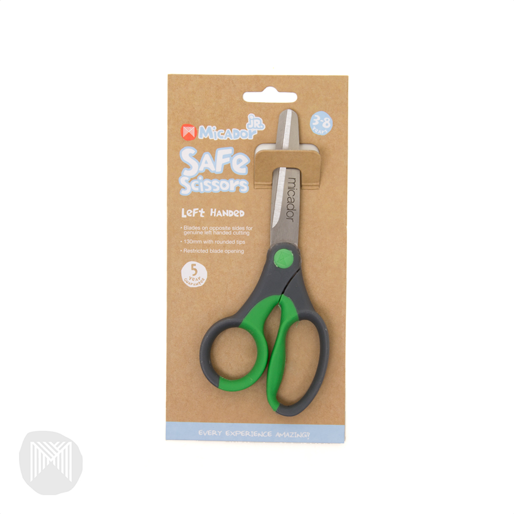 SCISSORS MICADOR JR. M. SHIELD SAFE SCISSOR LEFT HANDED 130MM GREEN