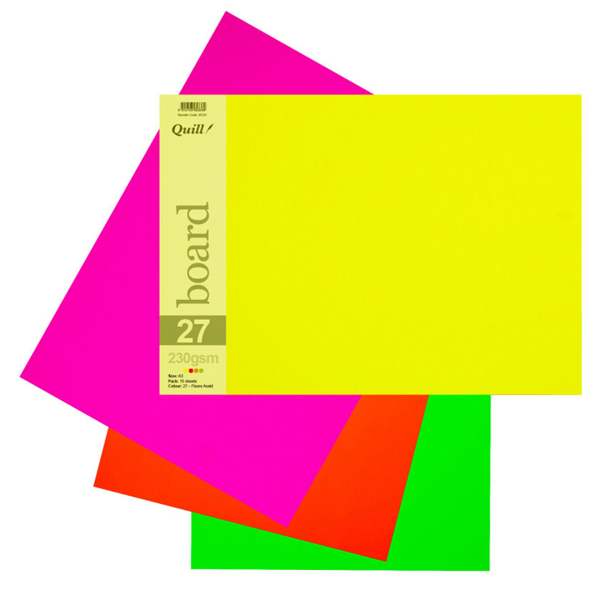 BOARD QUILL A3 FLUORO ASSORTED PK5