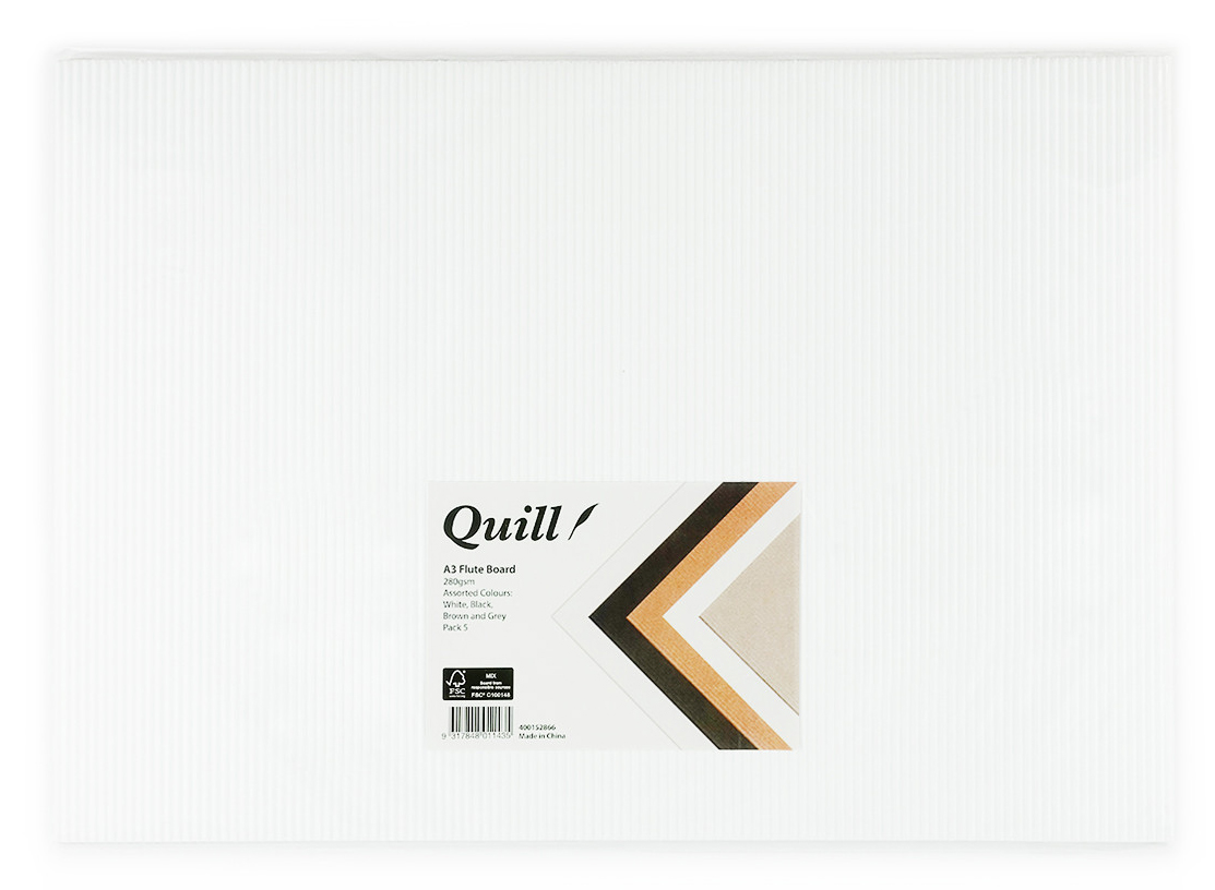 FLUTE BOARD QUILL A3 ASSORTED PK5