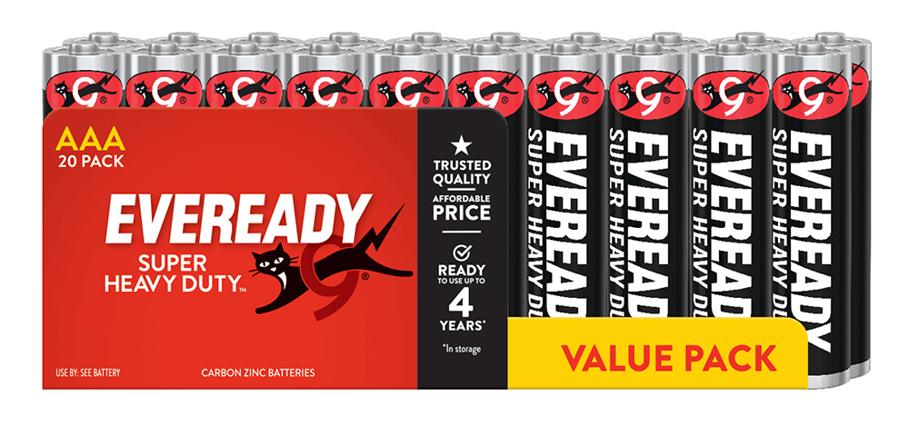 BATTERY EVEREADY SUPER HEAVY DUTY AAA BLACK PK20