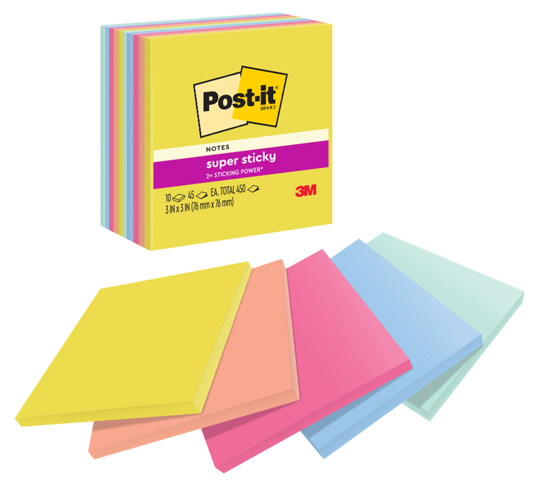 NOTES POST-IT SUPER STICKY 76X76MM 654-10 SUMMER JOY