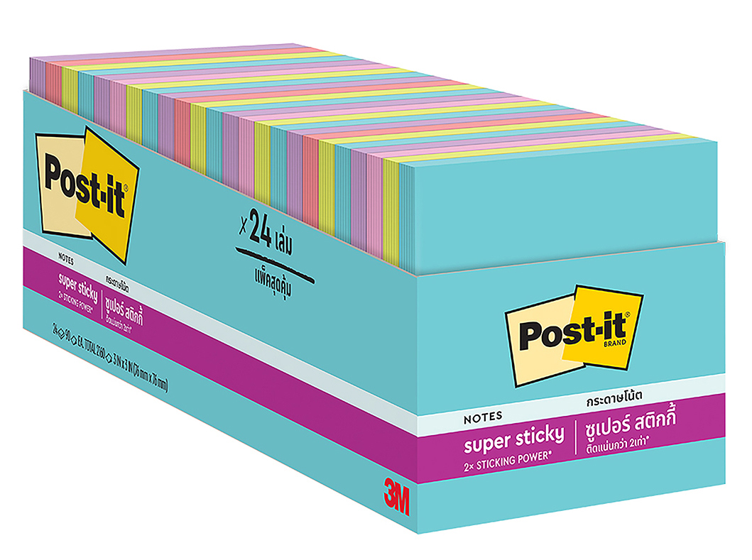 NOTES POST-IT SUPER STICKY 76X76MM 654-24SSMIA-CP SUPERNOVA NEONS