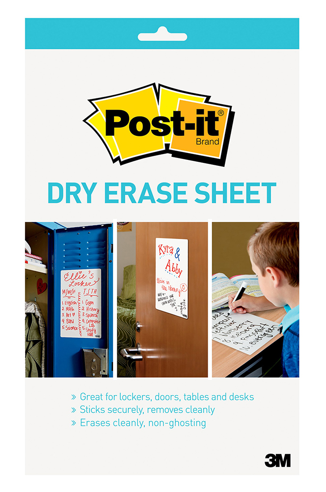 DRY ERASE SHEET POST-IT 177X287MM WHITE PK3