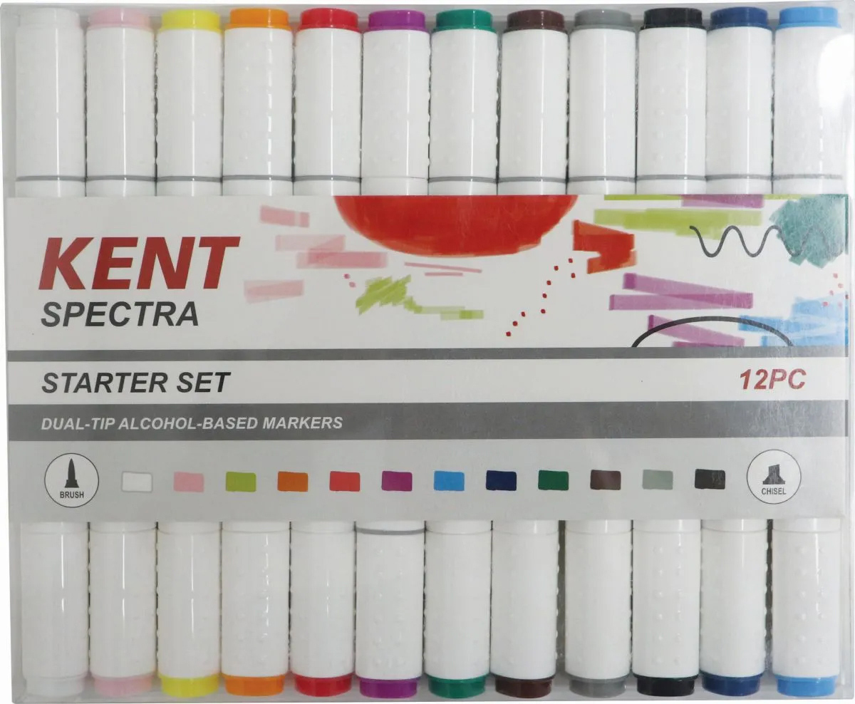 MARKER KENT SPECTRA GRAPHIC BRUSH & CHISEL NIBS STARTER SET 12