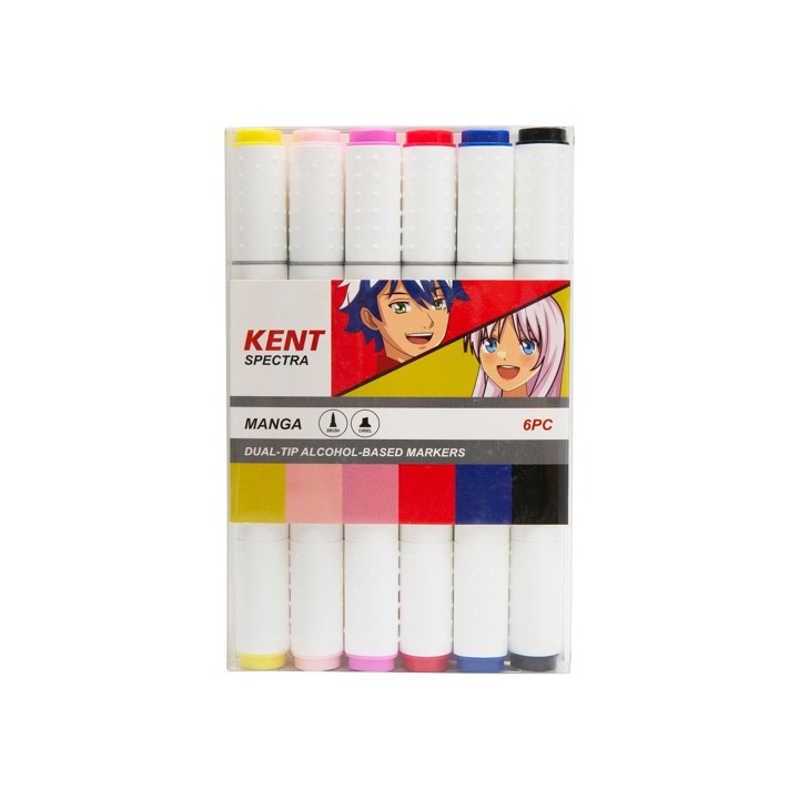 MARKER KENT SPECTRA GRAPHIC BRUSH & CHISEL NIBS MANGA SET 6