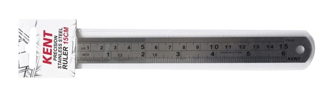 STEEL RULER KENT 15CM IMPERIAL & METRIC