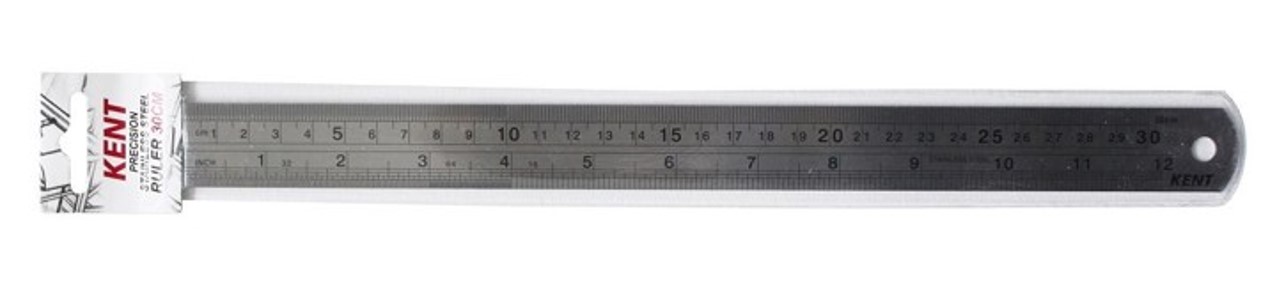 STEEL RULER KENT 30CM IMPERIAL & METRIC