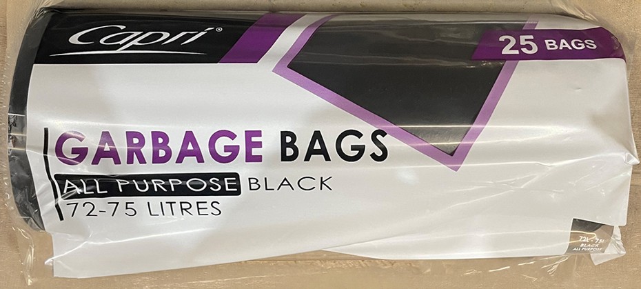 GARBAGE BAGS CAPRI 72-75 LITRES BLACK PK25