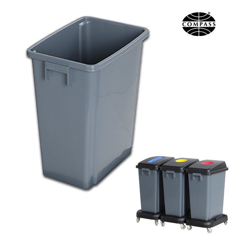 BIN COMPASS 60L WASTE/RECYCLING GREY NO LID