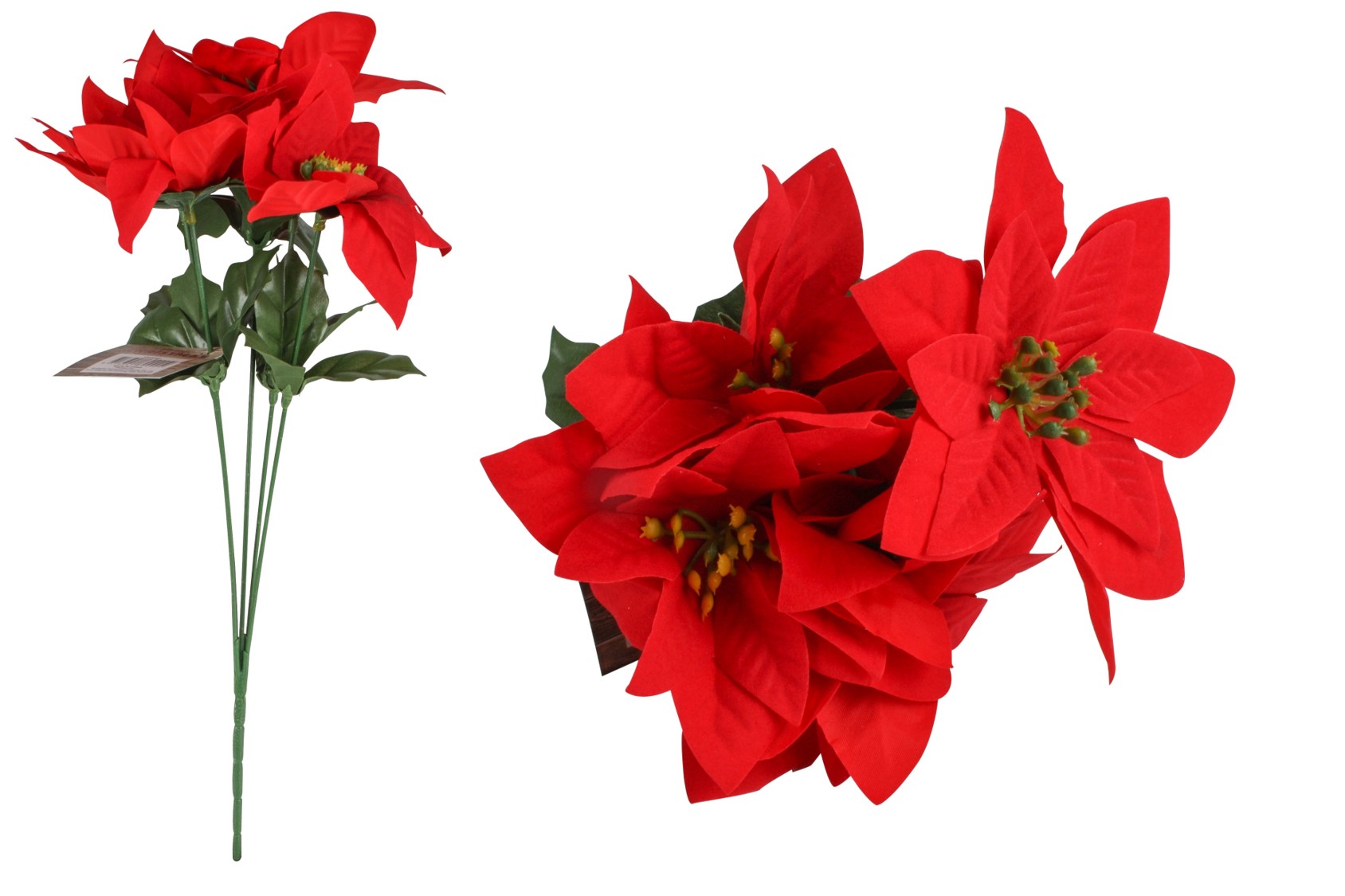 DECO XMAS 13CM POINSETTIA 5 LEAF HEAD