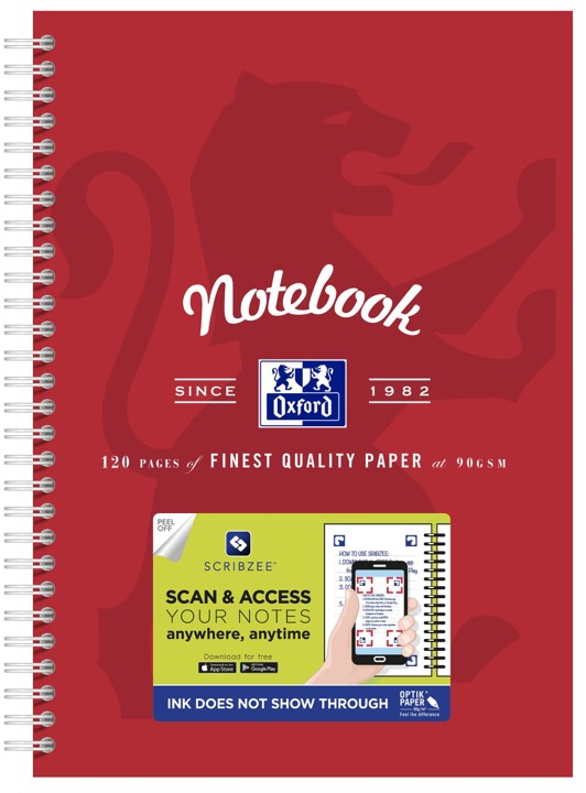 NOTEBOOK OXFORD B5 SCRIBZEE® COMPATIBLE RED 120PG