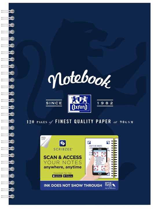 NOTEBOOK OXFORD B5 SCRIBZEE® COMPATIBLE NAVY 120PG