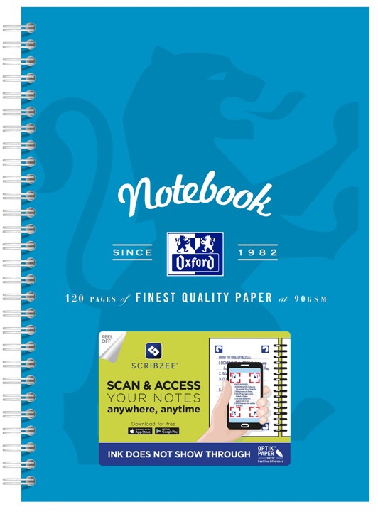 NOTEBOOK OXFORD B5 SCRIBZEE® COMPATIBLE TURQUIOSE 120PG