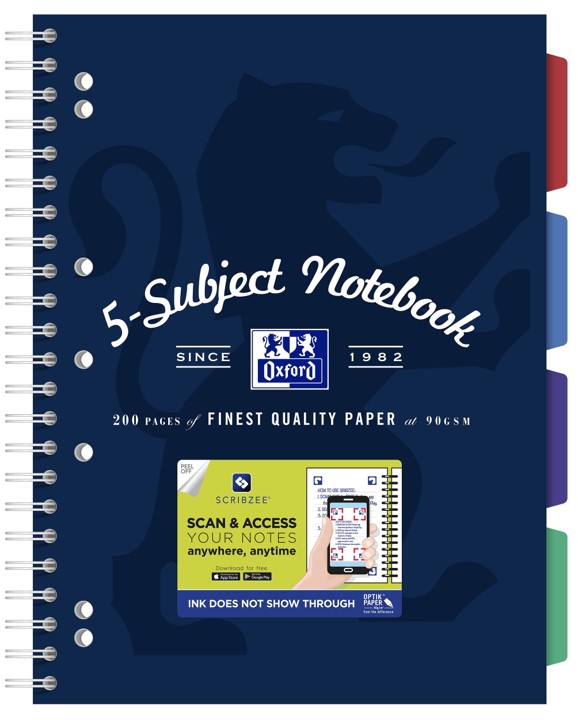 SUBJECT BOOK OXFORD A4 SCRIBZEE® COMPATIBLE NAVY 200PG