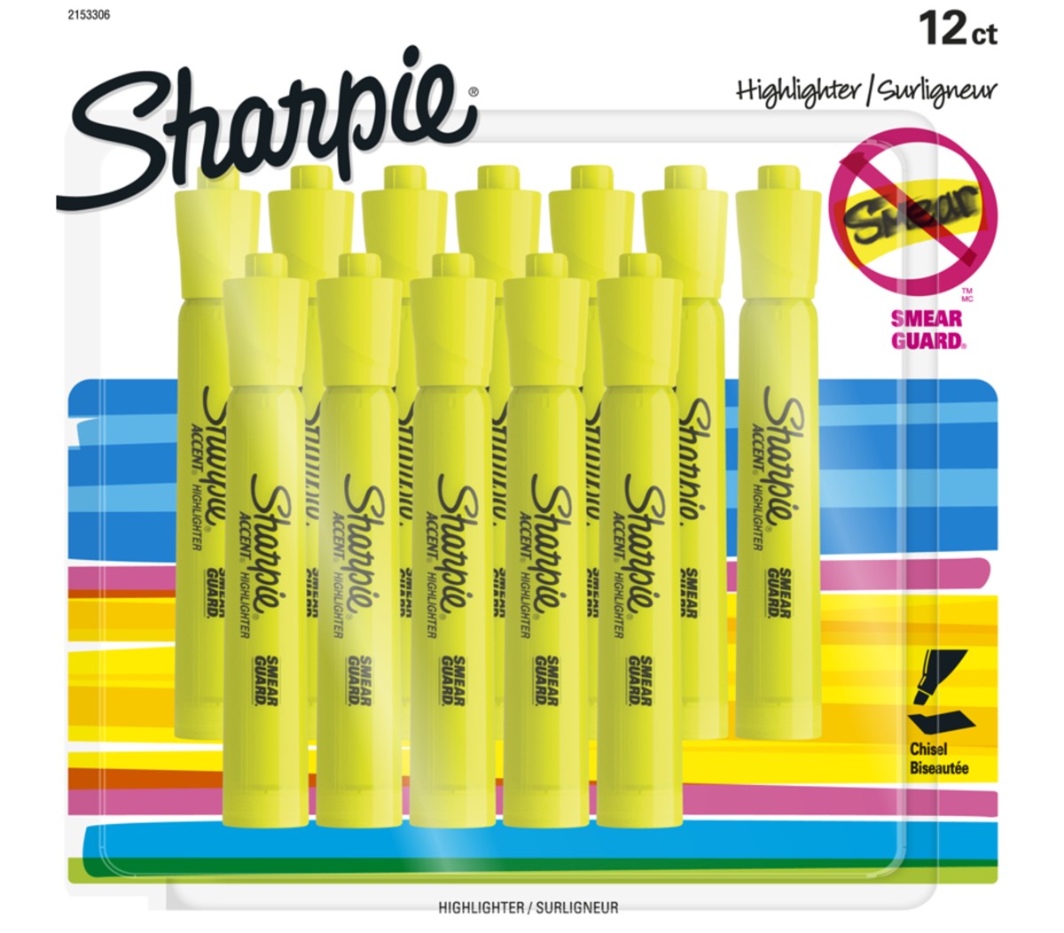 SP- HIGHLIGHTER SHARPIE TANK FLUORESCENT YELLOW PK12