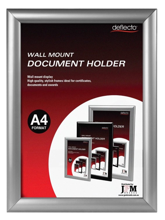 DOCUMENT HOLDER DEFLECTO A4 WALL MOUNT SILVER