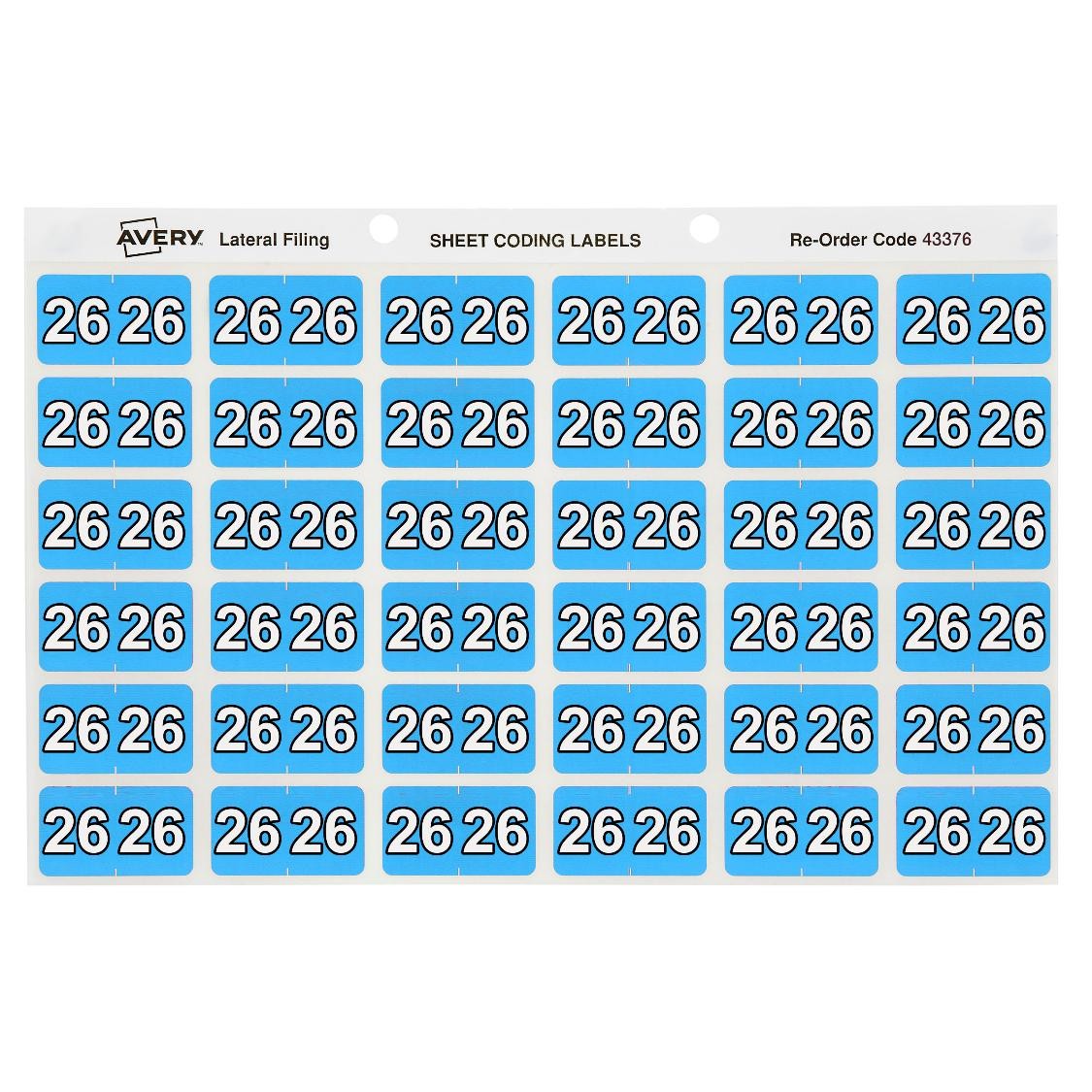 LABEL AVERY 38X25MM SIDE TAB YEAR CODE 26 LT BLUE BX180