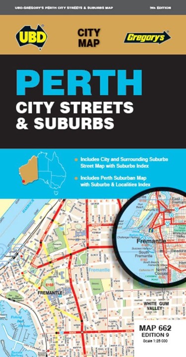 MAP UBD/GRE PERTH CITY STREETS & SUBURBS 662 9TH ED