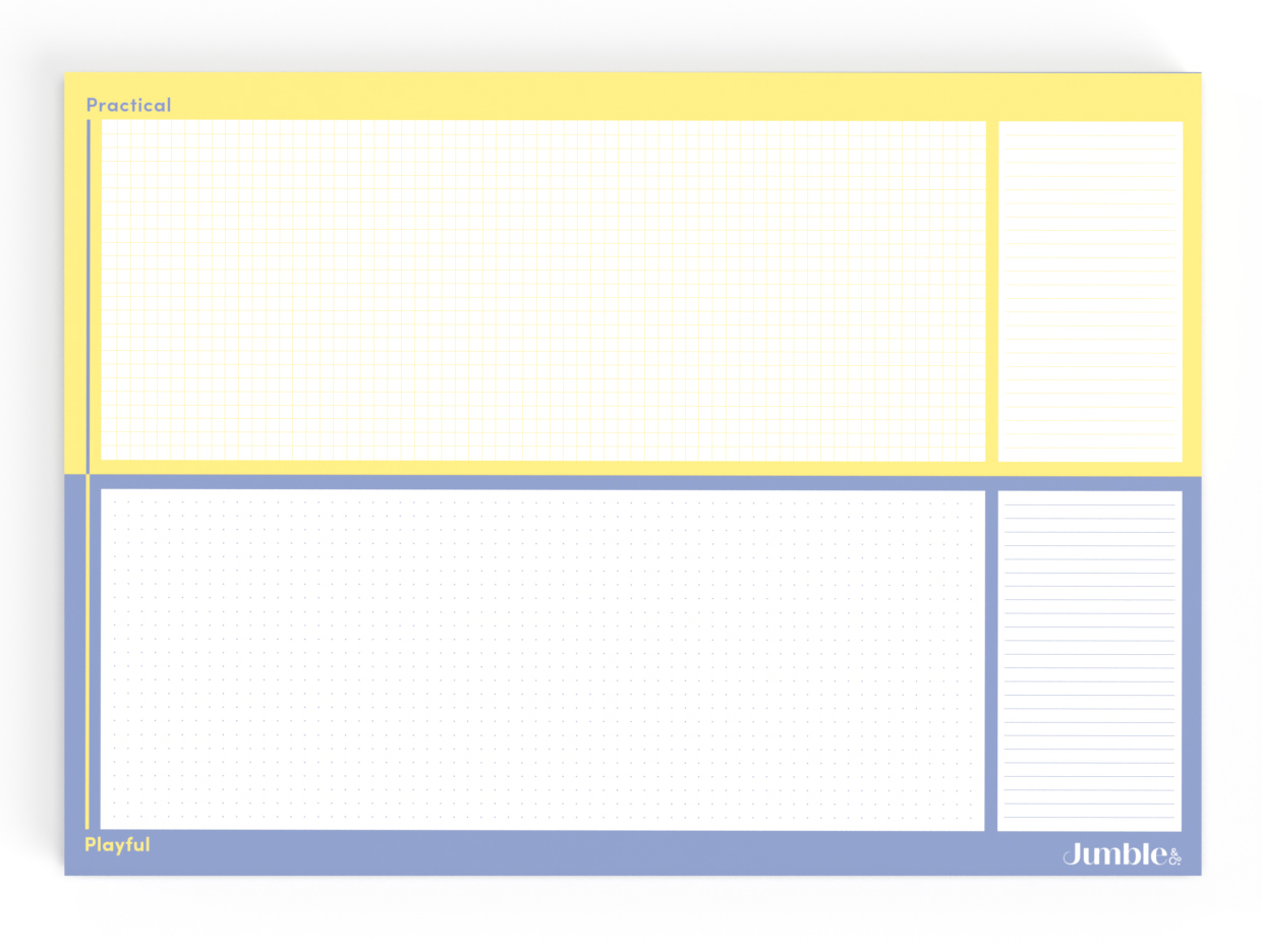 DESKPAD JUMBLE & CO A3 80GSM 50 SHEETS RECYCLED GRID DOTTED & RULED