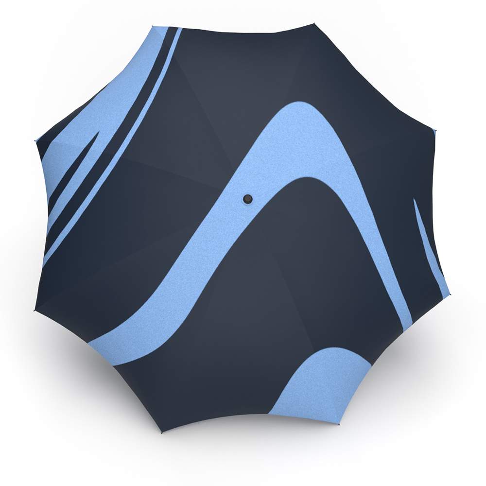 UMBRELLA JUMBLE & CO DOUBLE LAYERED UPS & DOWNS ONE BUTTON AUTO POLY BLUE