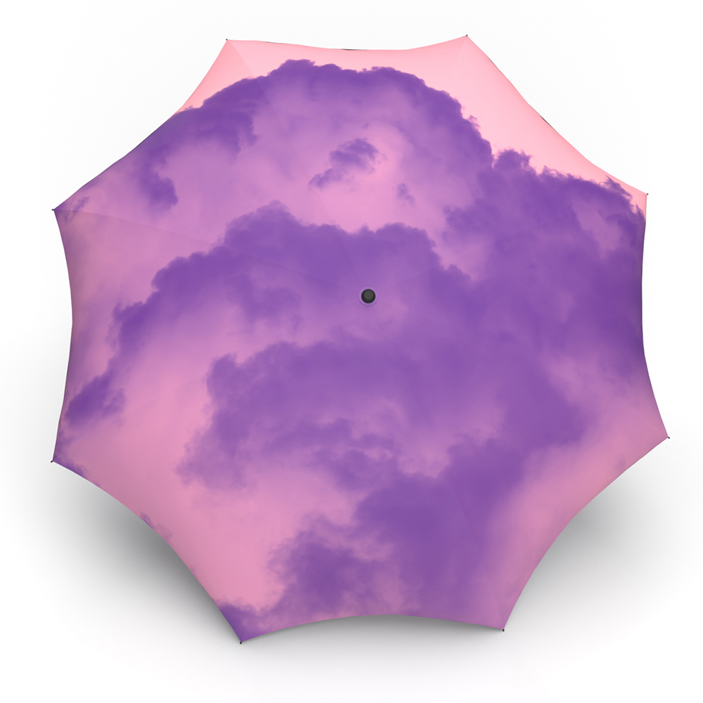 UMBRELLA JUMBLE & CO DOUBLE LAYERED UPS & DOWNS ONE BUTTON AUTO POLY PURPLE