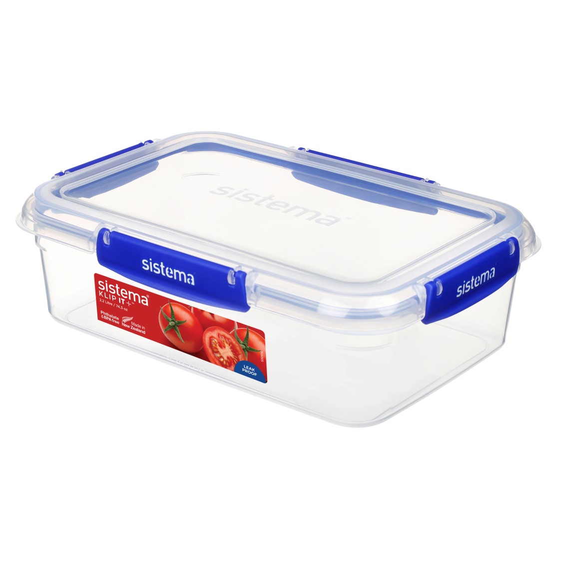 FOOD CONTAINER SISTEMA 2.2L KLIP IT PLUS ULTRA RECTANGLE CLEAR/BLUE