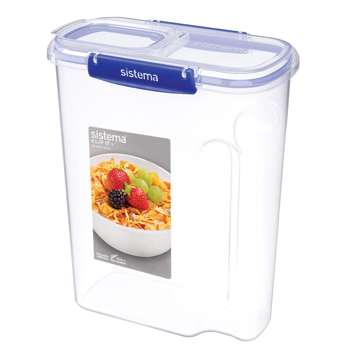 SP- FOOD CONTAINER SISTEMA 4.2L KLIP IT PLUS CRERAL CLEAR/BLUE