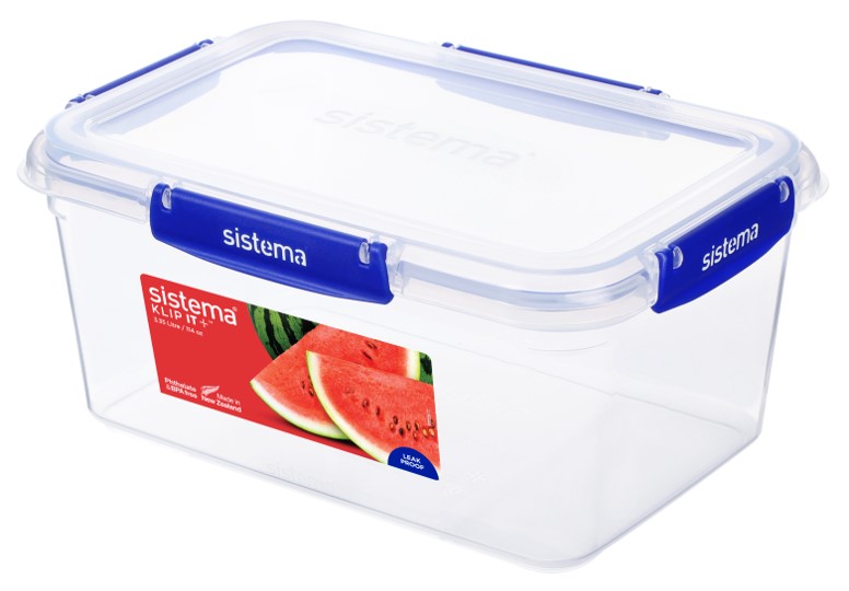 SP- FOOD CONTAINER SISTEMA 3.35L KLIP IT PLUS RECTANGLE CLEAR/BLUE