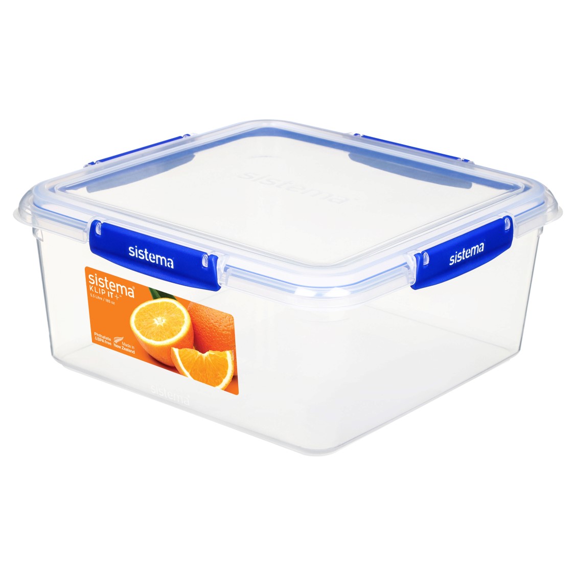 SP- FOOD CONTAINER SISTEMA 5.5L KLIP IT PLUS SQUARE CLEAR/BLUE