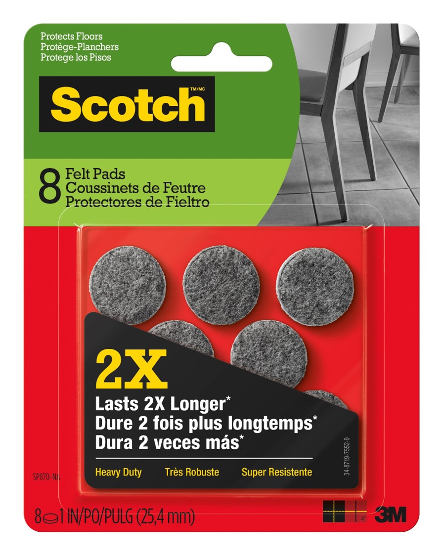 SP- FELT PADS SCOTCH 25MM SP870-NA HEAVY DUTY ROUND GREY PK8